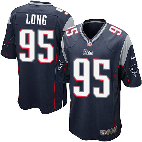 Men's Game Chris Long Nike Jersey Navy Blue Home - #95 NFL New England Patriots